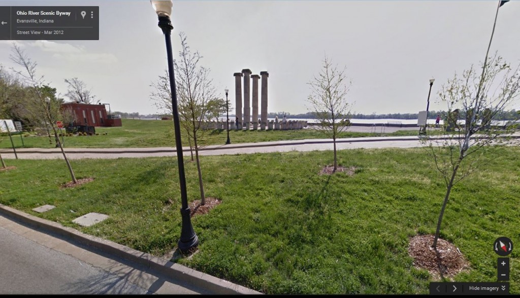 Evansville's Four Freedoms Monument. Not much has changed since I was last there. Source: Google Maps